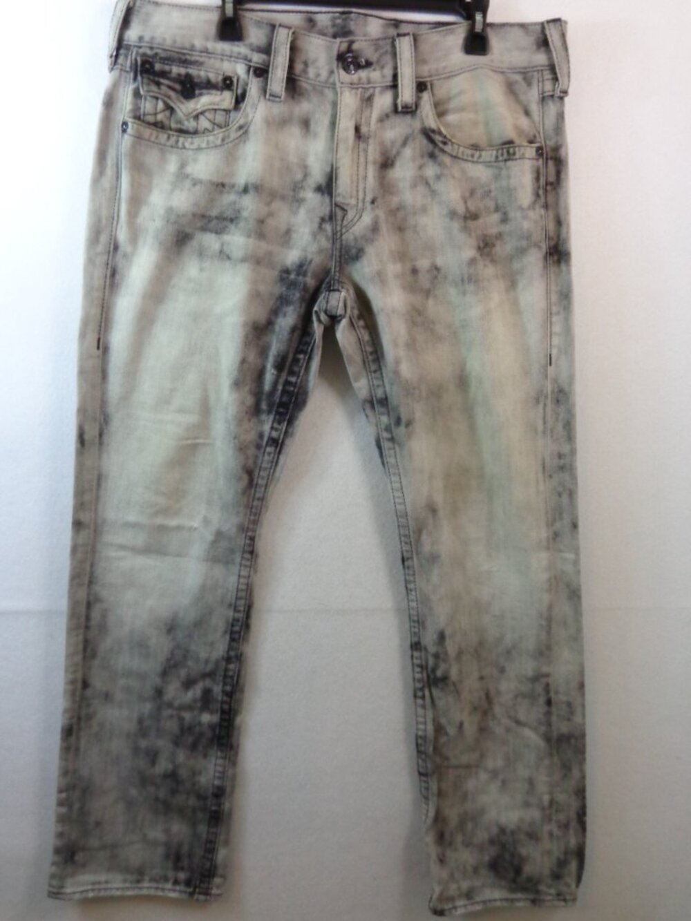 True Religion Jeans Men's 36/34 Ricky Classic Straight Black Grey M08859GJ3 - Picture 5 of 16